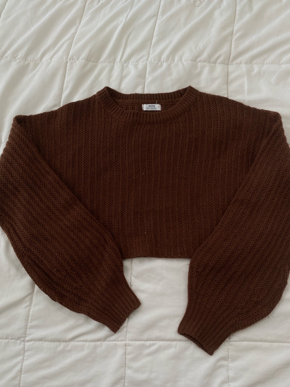 ardene cropped sweater brown